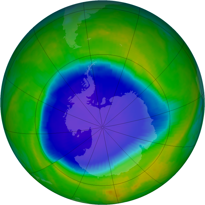 Antarctic ozone map for 06 November 1998
